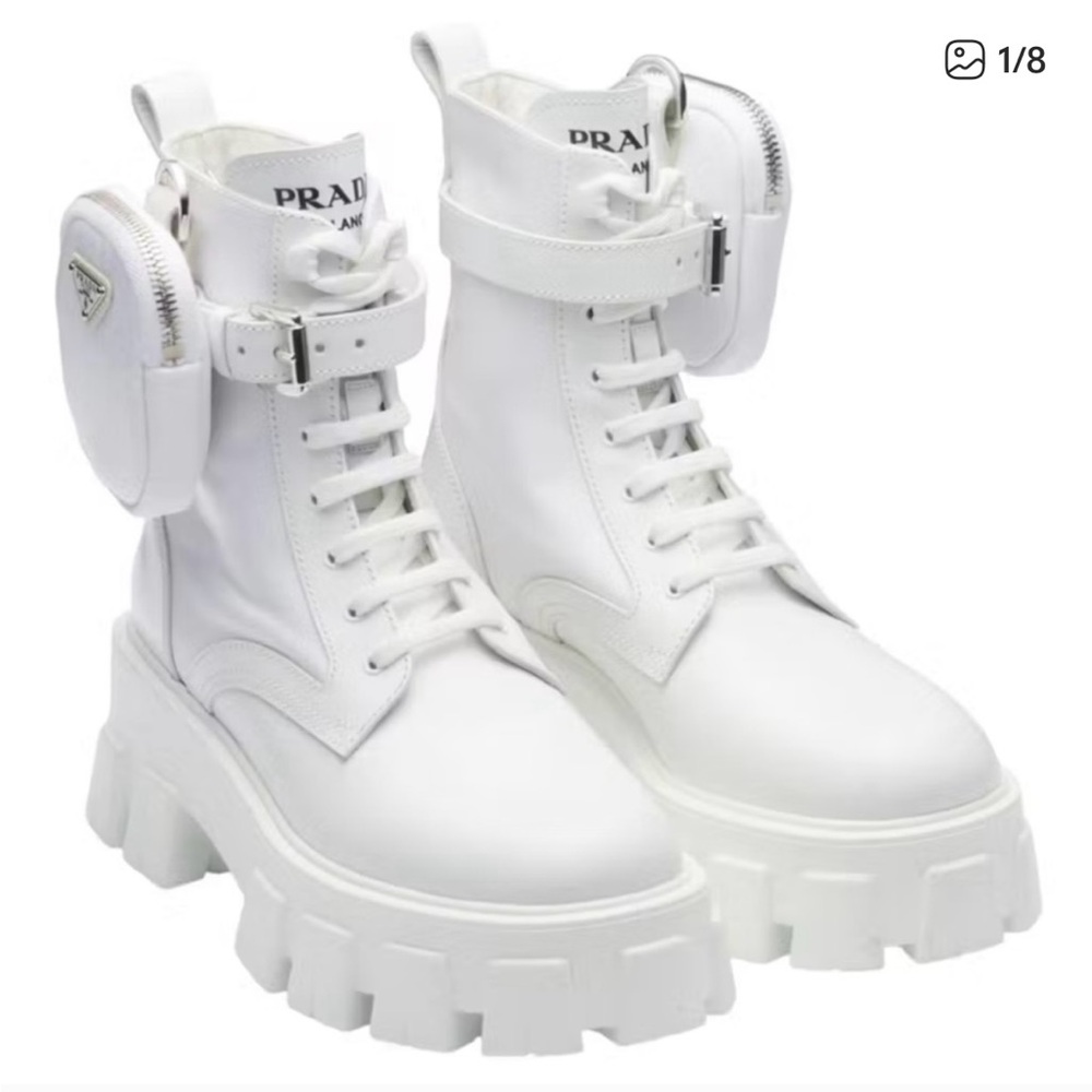 Prada Women's White Combat Boots